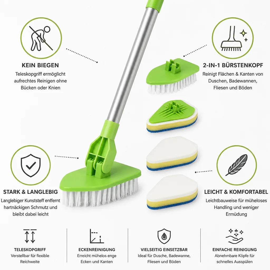 2-in-1-Reinigungsbürste für Dusche, Badewanne und Badezimmer