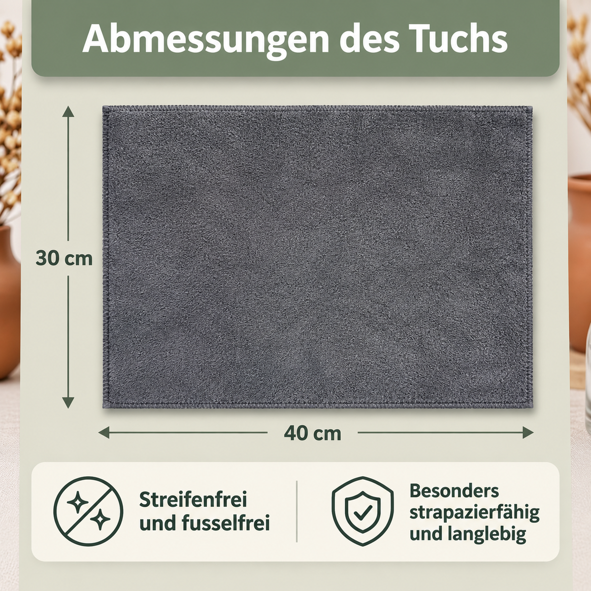 Velunara Mikrofaser-Reinigungstücher ordentlich zusammengelegt und einsatzbereit